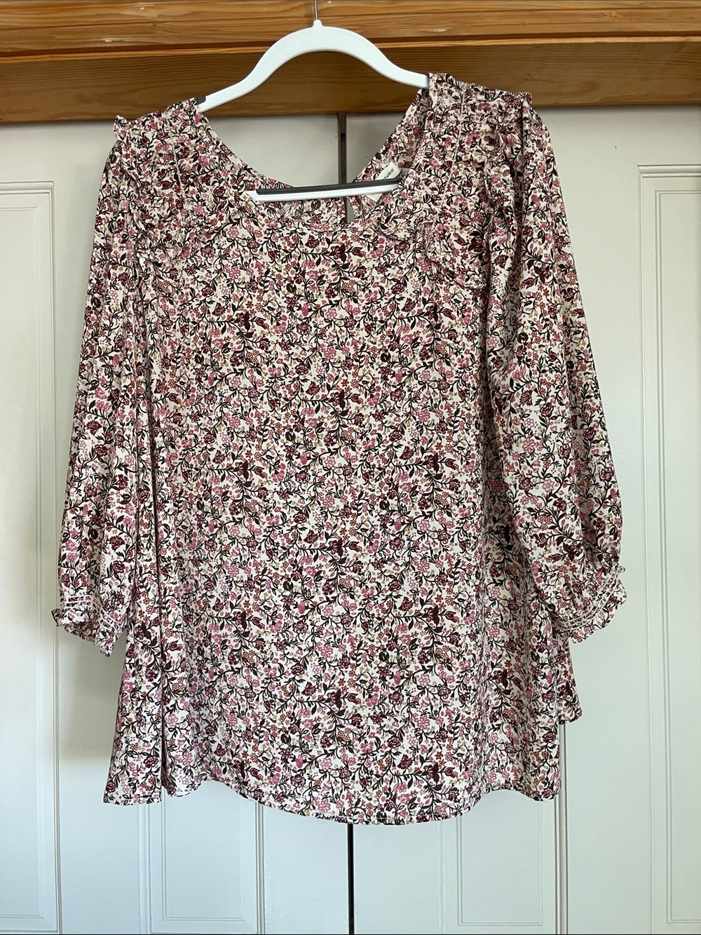 Max Studio Pink Floral Peasant Blouse Size 1X